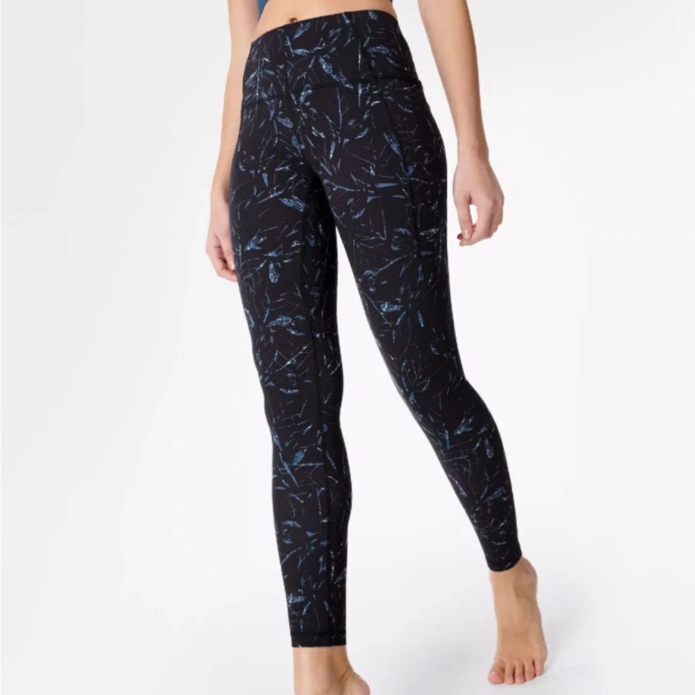 Sweaty Betty Navy Blue Print All Day 7/8 Leggings Size Small Style SB6989A 78